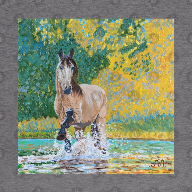 A horse splashing in water by Anton Liachovic